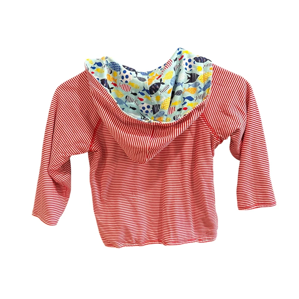 Chaqueta Zutano Unisex Reversible Rayas/Peces Cremallera, Usada en Excelente Condición, Talla 4T (4C) Foto 2 de 4