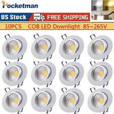 10PCS Recessed Ceiling Light Non-Dimmable COB LED Downlight Spotlight 85~265V