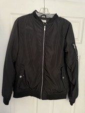 H M Bomber Light Jacket Youth Size 16 -18 Black Color: Black