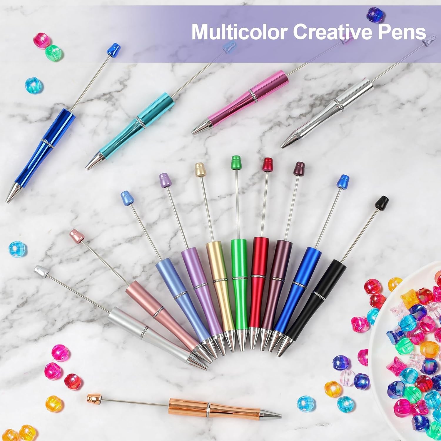 Joyberg 15 PCS Beadable Pens, Pens 1 Count (Pack of 15), Multicolor 