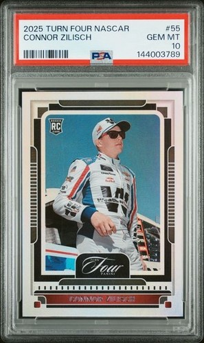 PSA 10 2025 Panini Turn Four NASCAR #55 Connor Zilisch True Rookie 74/75 RC SP!