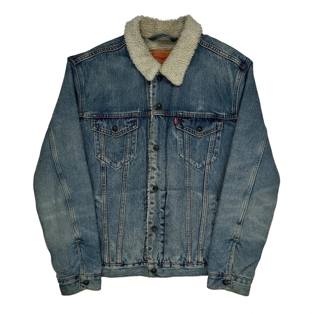 Levis Collared Denim Jacket - Large Blue Cotton