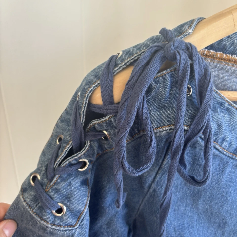 Vestido Anthropologie Maeve Denim Mini Cambio Country Con Cordones Hombros Para Mujer’s S Foto 3 de 4