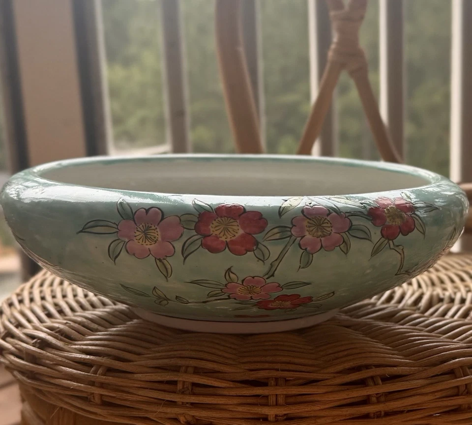 Старинная японская фарфоровая низкая чаша из бирюзы феникс Кутани - Изображение 4 из 4