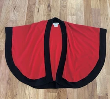 CARLISLE Red & Black Wool Sweater Cape Shawl Poncho OS Lovely READ