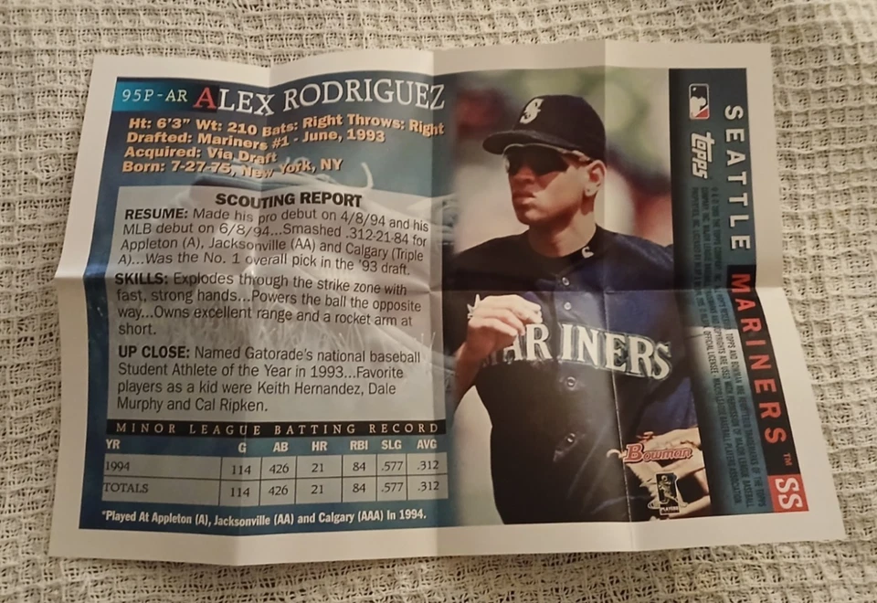 Alex Rodriguez 2005 Bowman Throwback Posters 1995 #95P-AR - Image 2 of 2