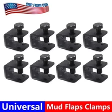 8 x Universal Mud Flaps Splash Guard Black C U Clamps Bolt On No Drilling Clips.