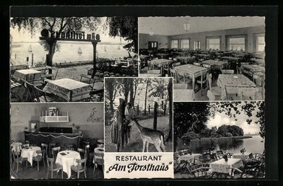 Postcard Berlin-Tegel, Restaurant Am Forsthaus, Schwarzer Weg 1960