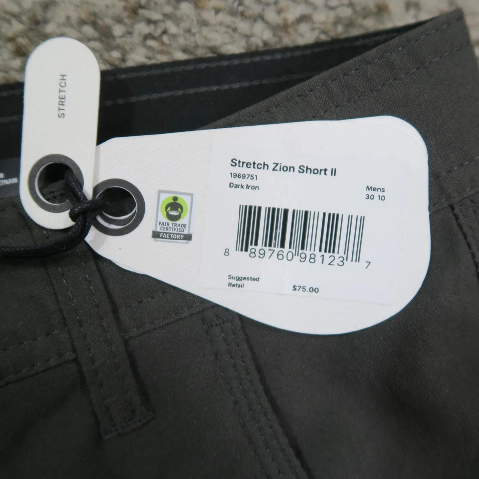 Nuevo con etiquetas Pantalones Cortos Prana Para Hombres 30 Gris Elástico Zion II Senderismo Carga Exterior 10" Entrepierna Foto 3 de 4