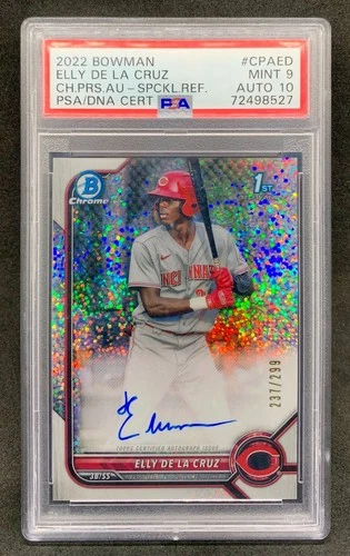 2022 Bowman Chrome ELLY DE LA CRUZ Speckle Refractor Auto SP /299 Mint PSA 9/10