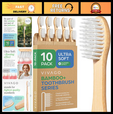 Extra Soft Bamboo Toothbrushes for Adults - 10 Pack, BPA Free, Ultra Soft Bristl