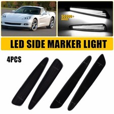 For 05-13 Chevy Corvette C6 White LED Smoke Side Marker Lights Front Rear Fender