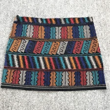 Zara Trafaluc Muliticolor Beaded Aztec Mini Skirt Womens Medium Lined Side Zip