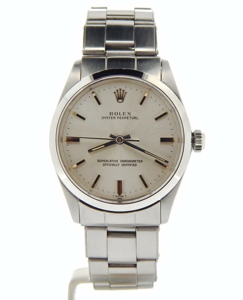Rolex Oyster Perpetual 1002 Mens Stainless Steel Watch Oyster Band Silver Dial