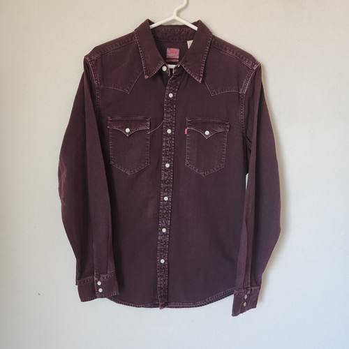 NUEVO CON ETIQUETAS Levi's Not For Reventa Clásica Western Estándar Camisa a Presión Púrpura Denim Hombres M - Imagen 2 de 9