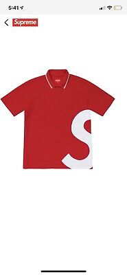 Supreme S Logo polo Red shirt size Medium M New DS in hand Supreme S Logo polo Red shirt size Medium M New DS in hand