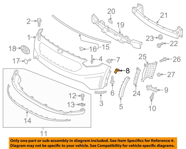 KIA OEM 1718 Niro Front BumperOuter Molding Bracket Left 86553G5000