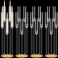 Barydat 4 Pcs Acrylic Candelabra Centerpieces Clear Candle Taper Candlestick ...