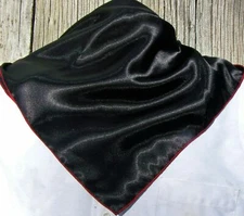 Scarf Scarves Neckerchief SQUARE Wild Rag Western Bandana silky black w/ red 21"