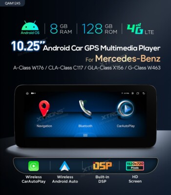 GPS AUTORADIO MERCEDES A-KLASSE CLA GLA G Android 13 Wi-Fi 4G XTRONS QAM1245