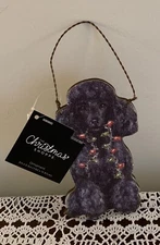 Primitives By Kathy Black Poodle Wooden Christmas Ornament 5 In Wire Hanger NWT