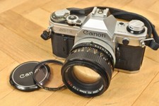 Canon AE-1 SLR Film Camera Silver FD 50mm f/1.4 S.S.C. Lens from Japan, as-is