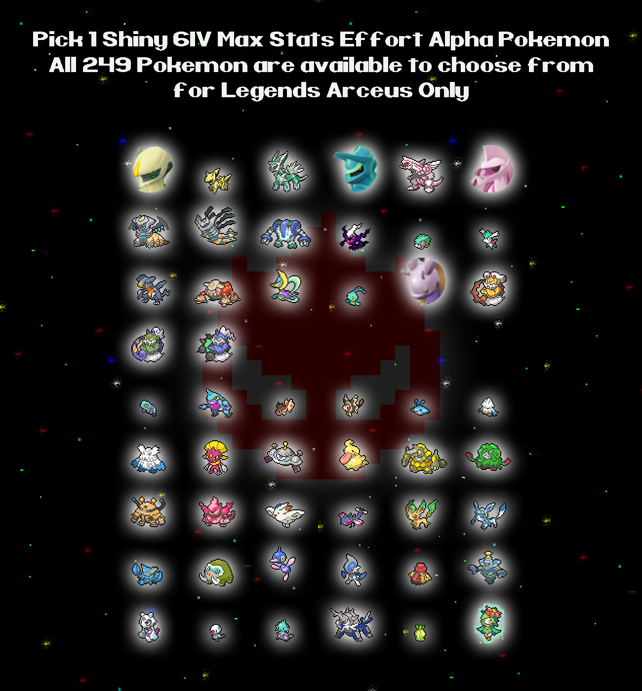 Pick any of 249 Pokemon ✨ Shiny ✨ Alpha Max Stat Effort GVS 6IV Legends Arceus