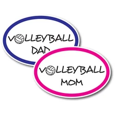Volleyball Mom and Volleyball Dad Combo Pack Oval Magnet Decal, 4x6 Inches