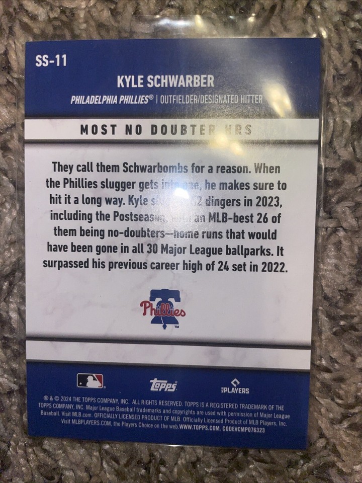 Kyle Schwarber 2024 Topps Series 2 Significant Statistics Stats Black kyle-schwarber-2024-topps-series-2-significant-statistics-stats-black
