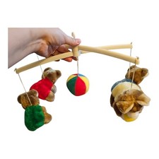 Vintage Pansy Ellen Nursery Crib Mobile Bears Balls Plush Hanging Toys