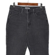 Sonoma womens straight jeans size 8 stretch high rise charcoal wash gray solid