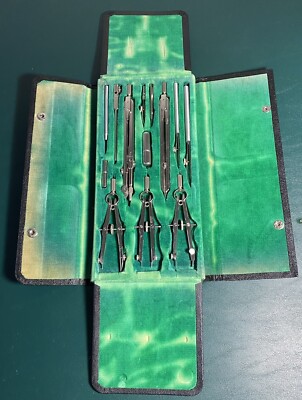 Germany Precision Instruments Vintage 13 piece Tower Germany Precision Drafting Compass Instruments ...