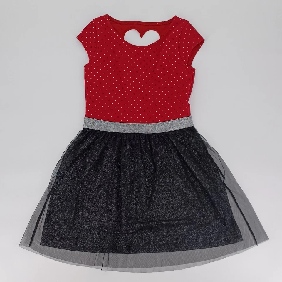 Vestido Sally Miller Meninas Tamanho G 10/12 Vermelho Feriado Coração Recorte Brilhante Fit & Flare - Imagem 4 de 4