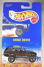 1991 Hot Wheels Blue/White Card #221 RANGE ROVER Black w/Chrome SB Spoke Variant