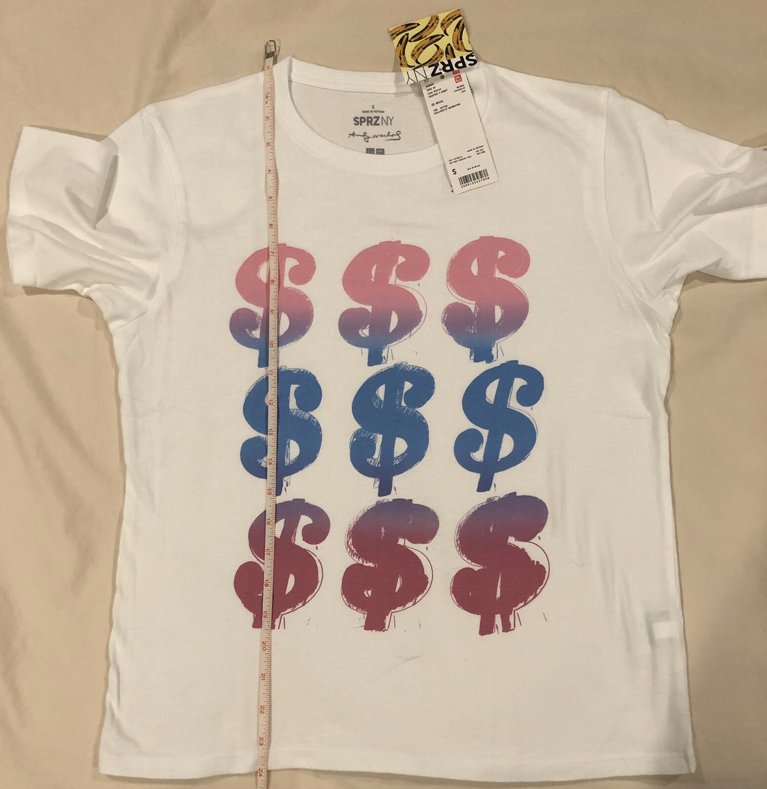 UNIQLO By ANDY WARHOL “Dollar Signs” Women’s Small White SS Crew Tee New w/Tags. image 8