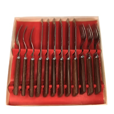 Fish Eaters Tableware Knives and Forks Wood Handle Sheffield England Vintage 