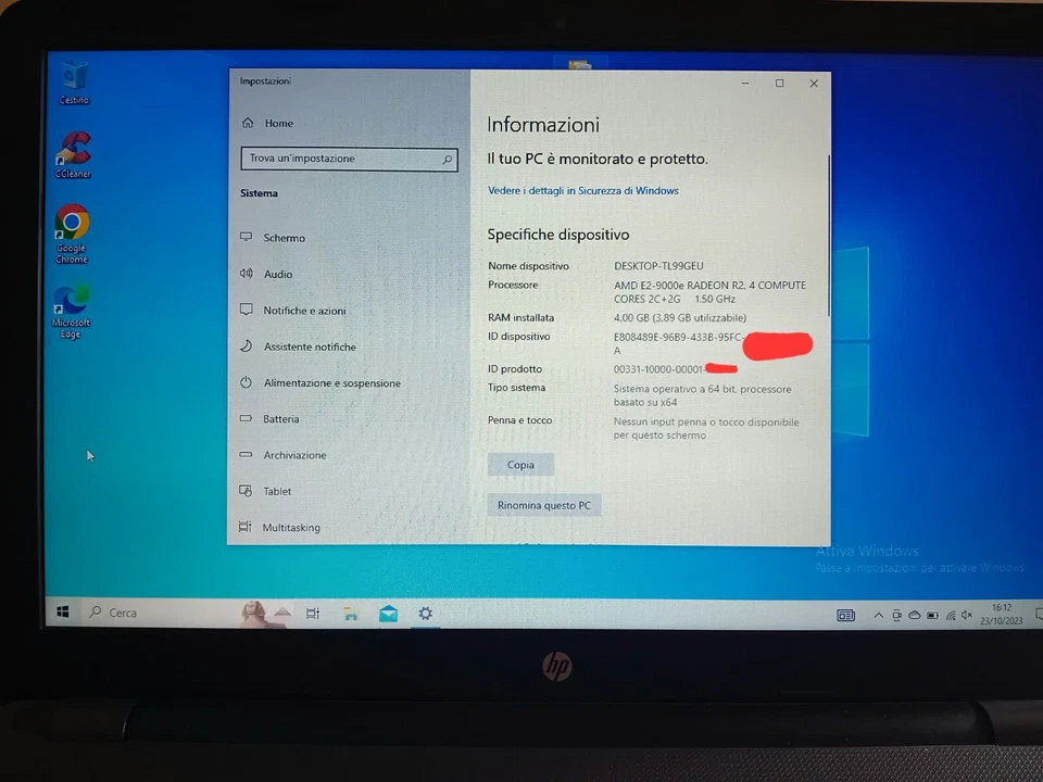 HP 255 G6 15.6" (AMD E2-9000e, 4GB RAM, 500GB HDD) Laptop - Nero - Immagine 3 di 4