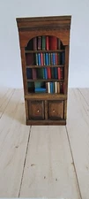 Dollhouse Concord Miniatures 1:12 Vintage Wooden Bookcase With 36+ Books