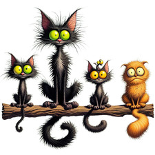 Wall decal sticker whimsical cat wall sticker 18x18 cm large
