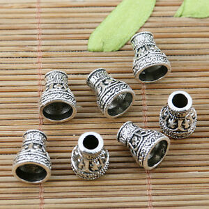 12//24pcs Tibetan Silver Flower Rectangle Charm Spacer Beads Beading 8x11.5mm