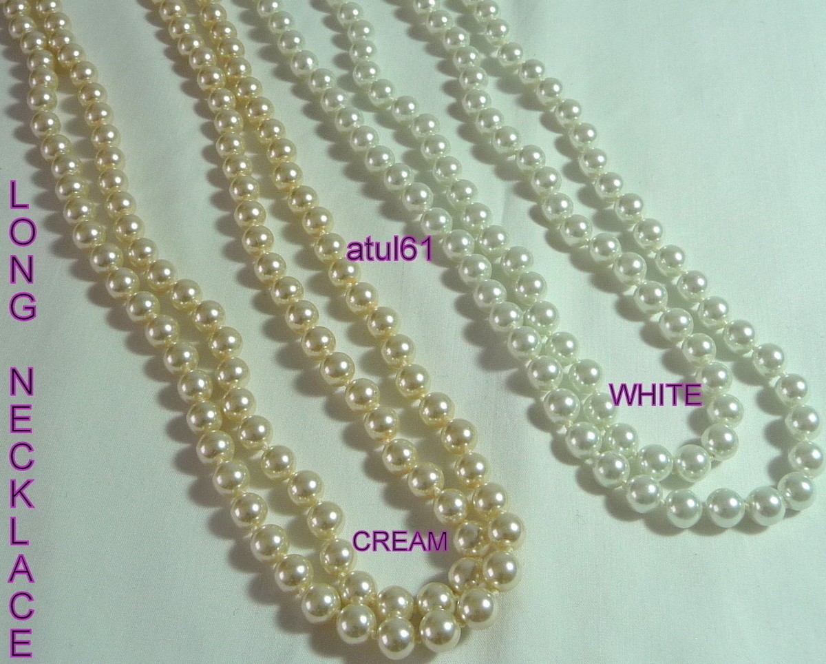 Necklace Faux Pearl Beads 60 CM LONG Single Strand Glass HOT