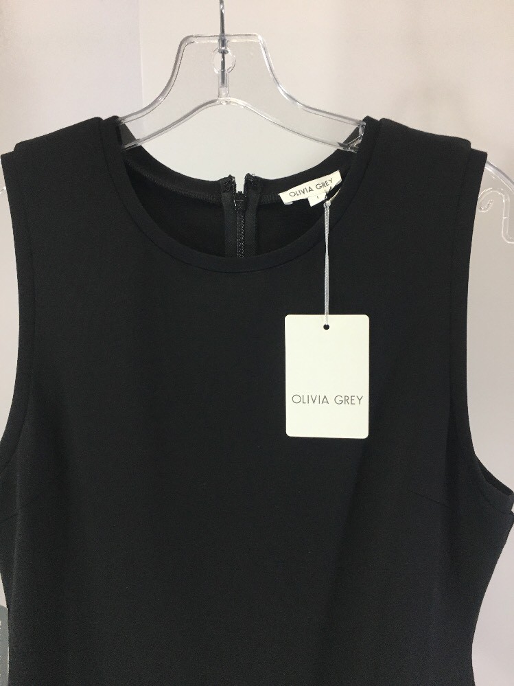 OLIVIA GREY WOMEN'S SLEEVELESS FAUX WRAP ASYMMETRIC HEM DRESS BLACK LARGE  NWT | eBay