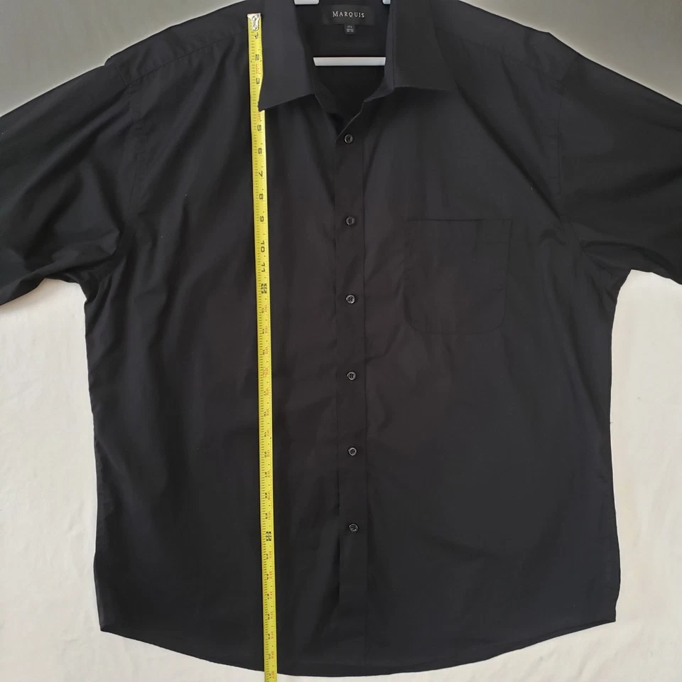 Camisa de vestir vintage Marquis para hombre XL negra manga larga aguja única sastrería Foto 3 de 4