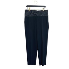 St John Couture Black Ruched Satin Waist Evening Trousers Dress Pants Wos 10
