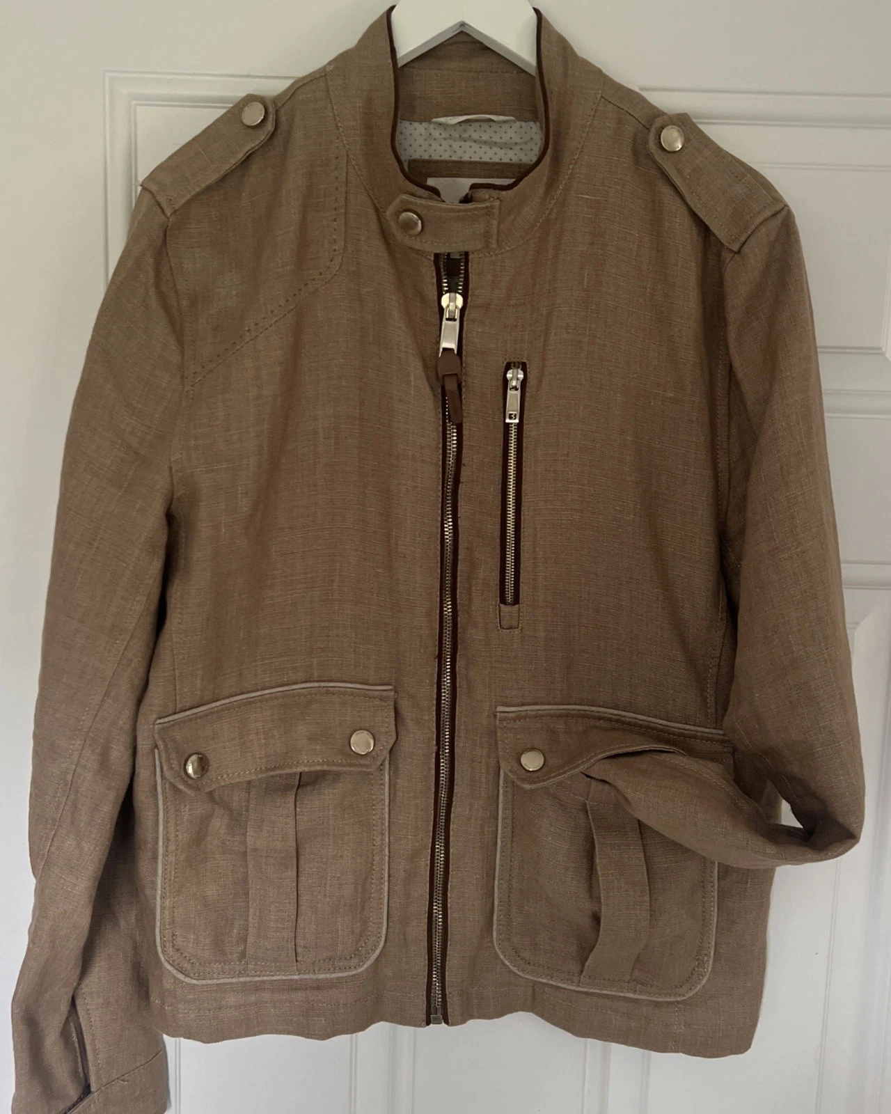Zara Man. Bomber Jacket. 100% Linen. Large. 42”Chest. Beige. Good.