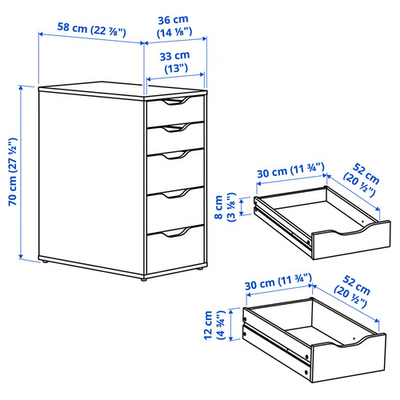 Ikea ALEX Drawer unit, white, 14 1/8x27 1/2 | eBay