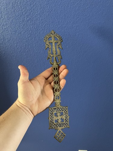 Ethiopian Coptic Christian Hand Held Metal Blessing Prayer Cross Ethiopia Africa