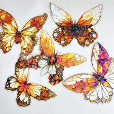 Large Holographic Butterfly Stickers Gold Junk Journal Collage Scrapbook