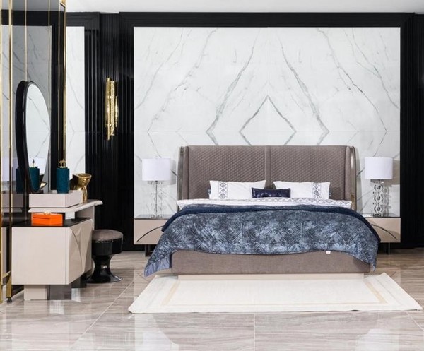 Designer Schlafzimmer Set Bett 2X Nachttische Hochwertig Modern Schminktisch-image