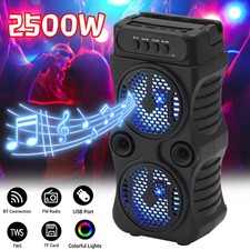 Dual 3"Portable Mini Bluetooth Speakers W/LED Lights Support FM/USB/TF/TWS/AUX